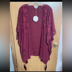 Umgee Deep Red Lace Kimono